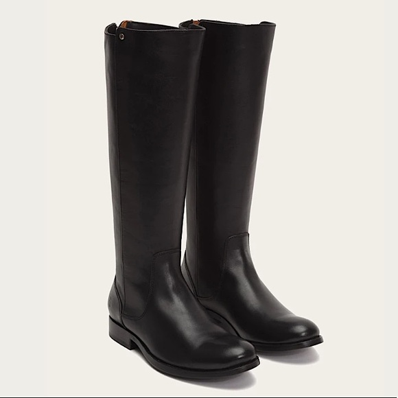 $398 Frye Melissa Stud Black Back Zip Tall Real Leather Black Knee High Boot - Picture 16 of 16